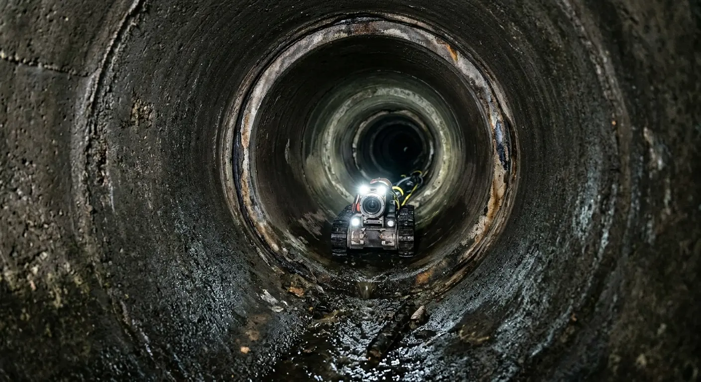 Robotic sewer camera inspecting pipe interior for Sewer Line Repair in Mount Clemens